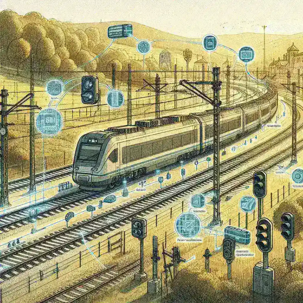 "Imagen de sensores instalados en la red ferroviaria española para medir vibraciones y asegurar la seguridad del transporte."
