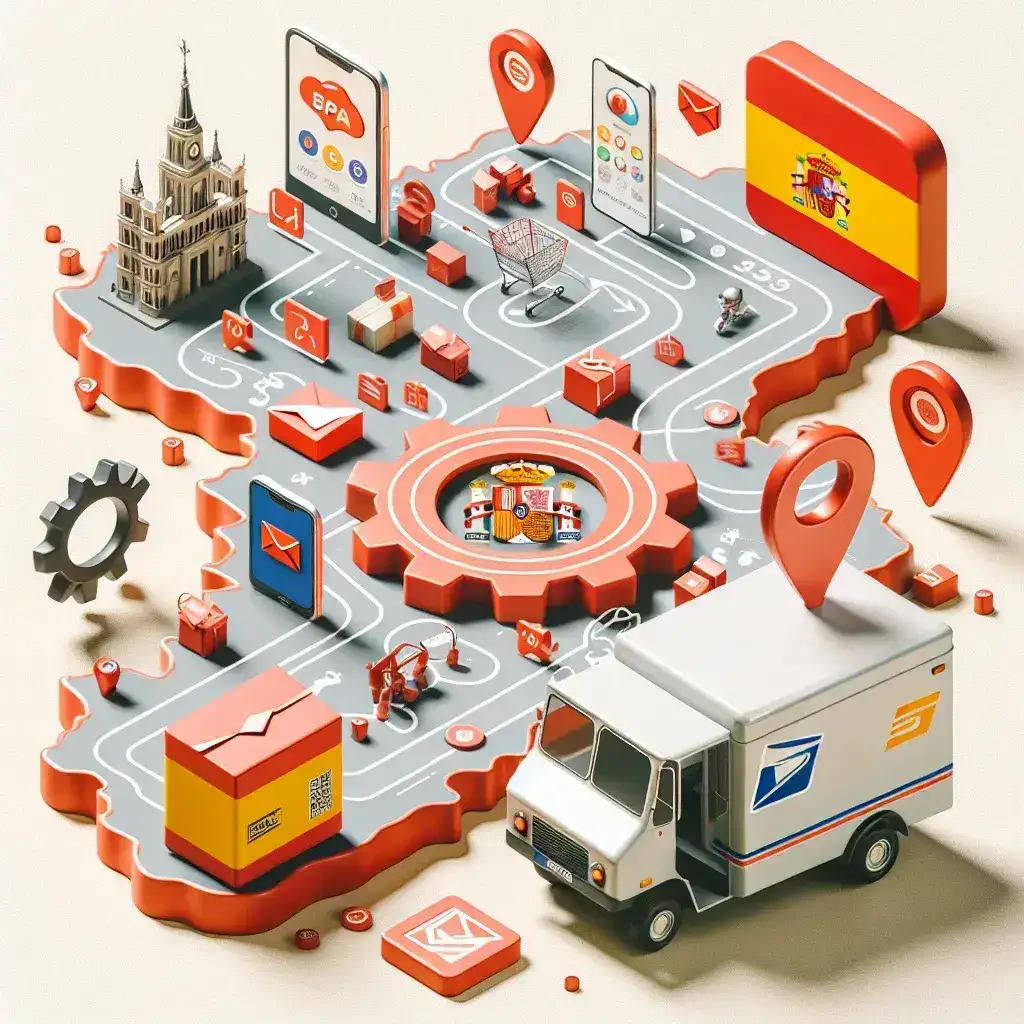 "Captura de pantalla de la app de Correos mostrando integración con plataformas de e-commerce españolas">