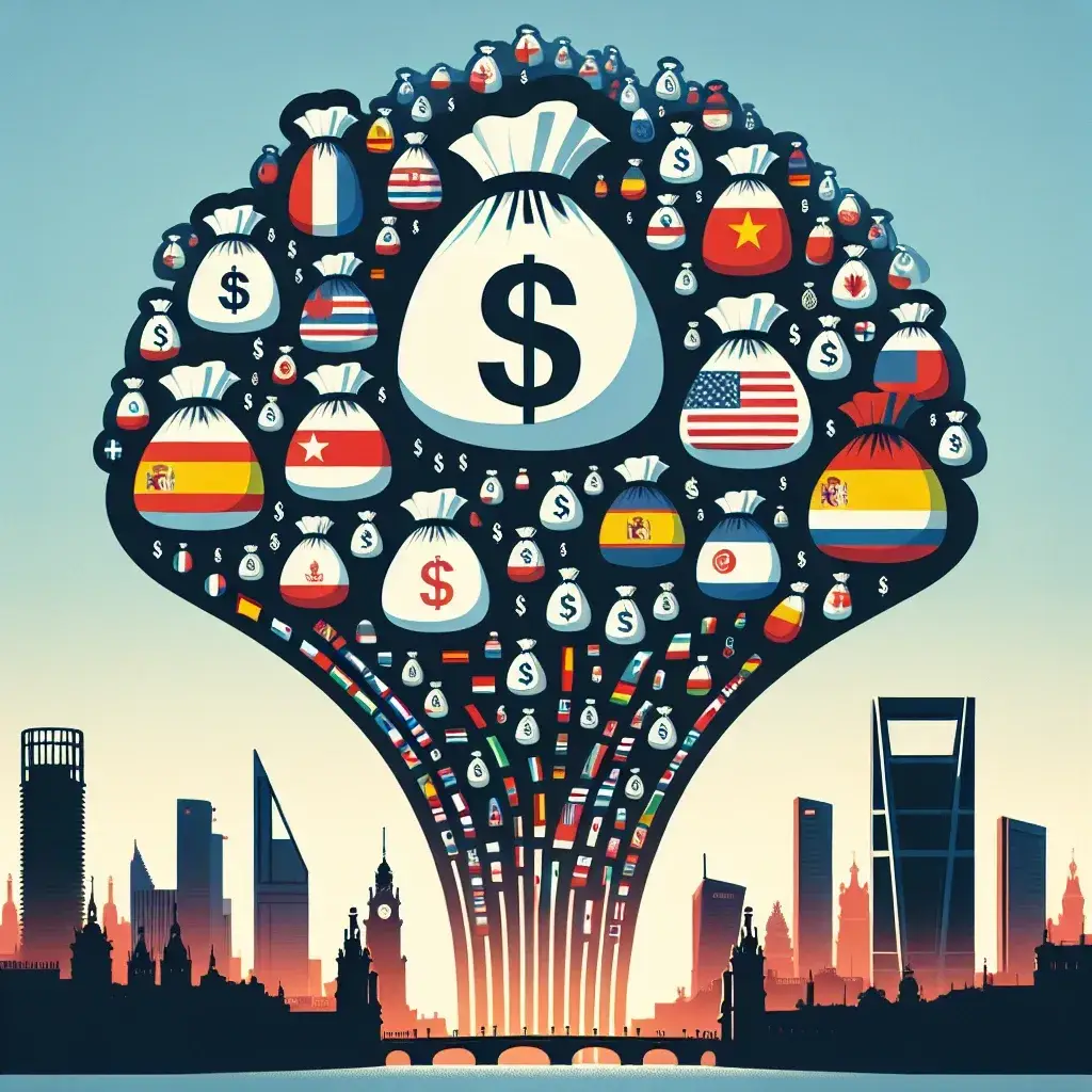 "Gráfico que ilustra la participación de la inversión extranjera en rondas de gran volumen en Madrid, destacando que representa más del 80% del total."