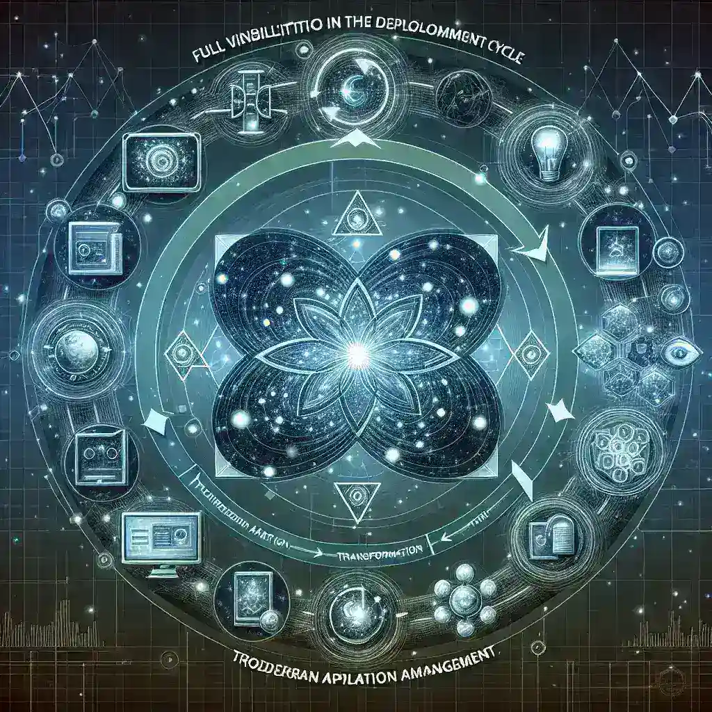 "Infografía sobre soluciones para mejorar la visibilidad del ciclo de despliegue en la gestión de aplicaciones modernas, ilustrando herramientas y estrategias efectivas."